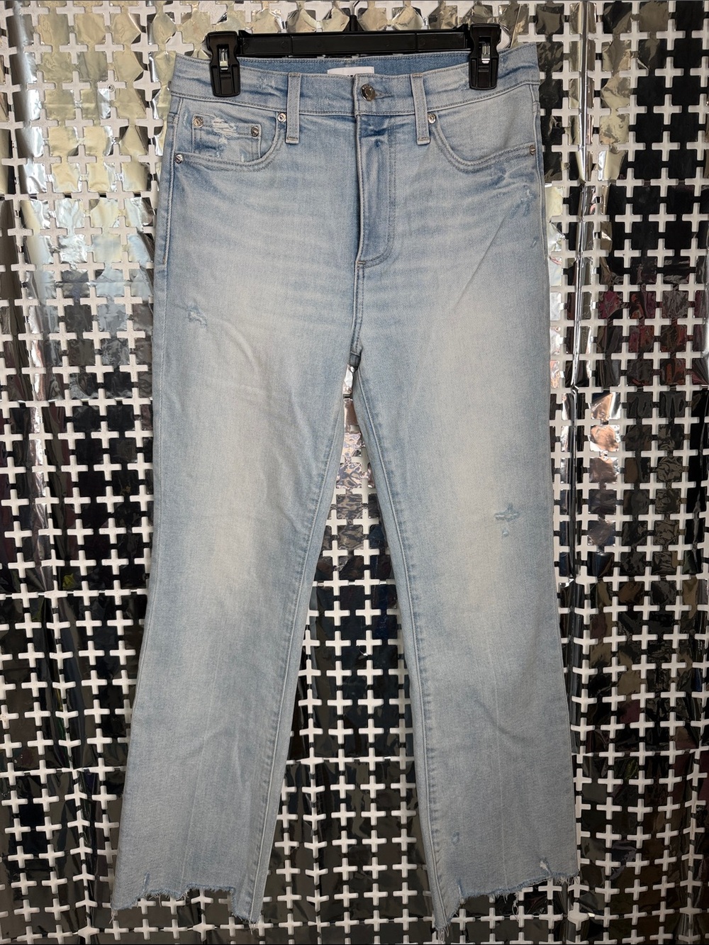 pistola Pale Blue Straight Leg Jeans with Raw Hem
